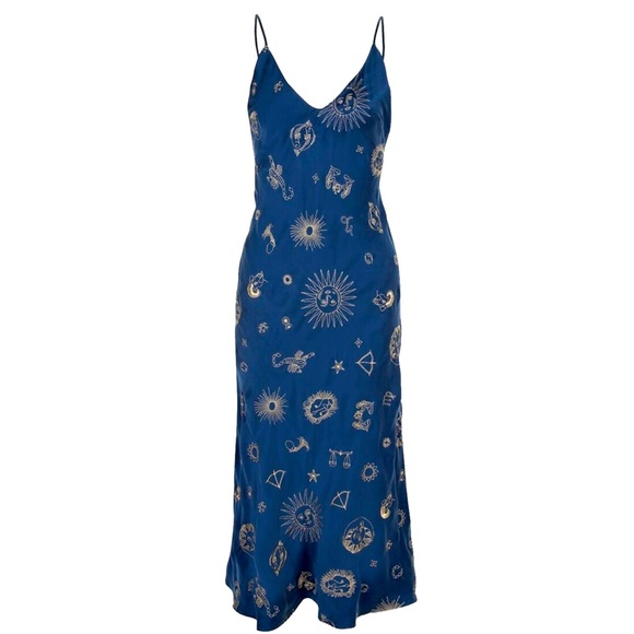 Realisation Par 1996 Zodiac Dress NWT XS Silk Embroidered Slip Dress Sold Out - Picture 1 of 12